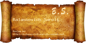Balassovich Sarolt névjegykártya